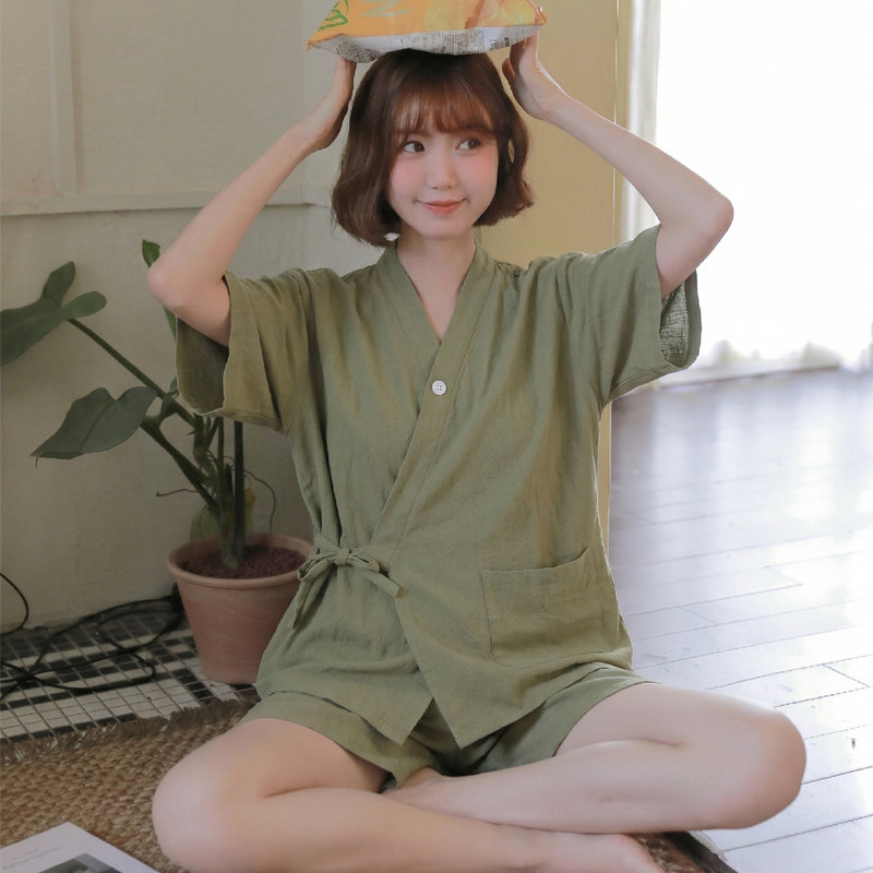 2025新款汗蒸服女纯棉开衫居家风大码情侣家居睡衣桑拿洗浴按摩服