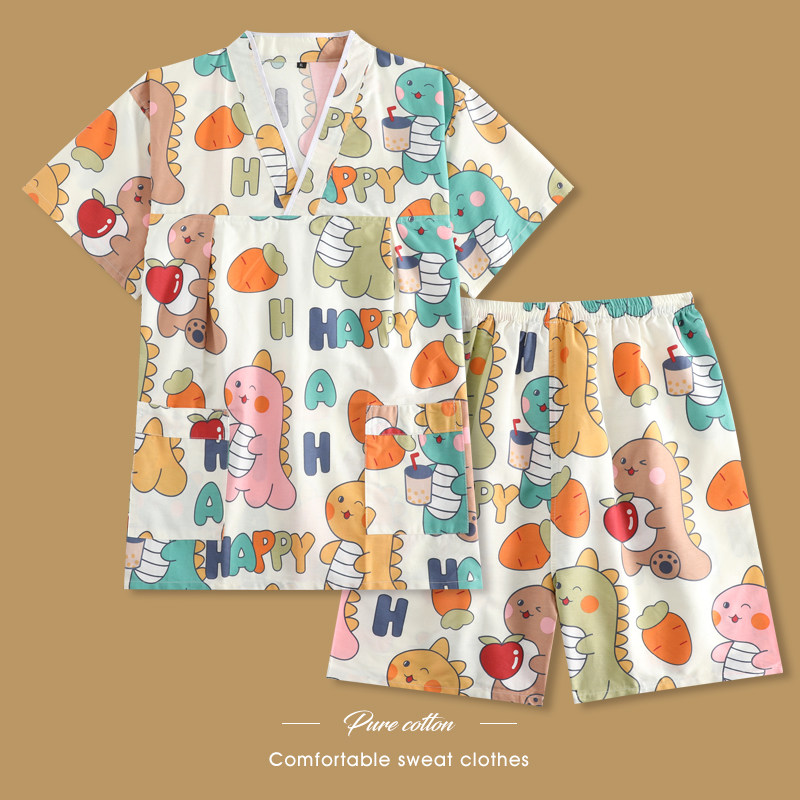 汗蒸服女款纯棉可爱洗浴服足浴服