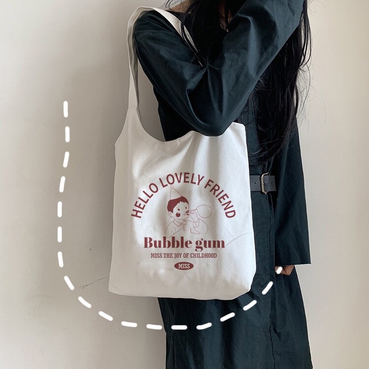 新款帆布包女单肩斜挎袋ins韩版百搭学生文艺日系软妹大容量可爱