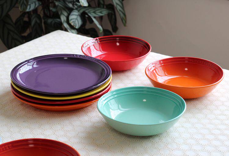 炻瓷 彩虹盘23cm大盘菜盘意面盘 麦片汤面碗18cm时尚汤菜碗餐具
