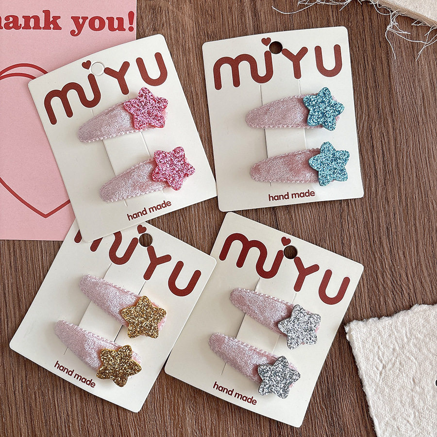 韩版甜美丝绒亮片星星儿童百搭刘海bb夹五角星女童可爱发夹发卡