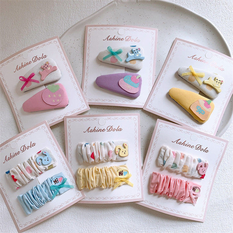 新款儿童可爱卡通动物发夹甜美女童蝴蝶结水果发卡刘海夹碎发BB夹