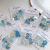 儿童蓝色系波点五角星花朵发夹女童不伤发刘海夹前额碎发BB夹发卡