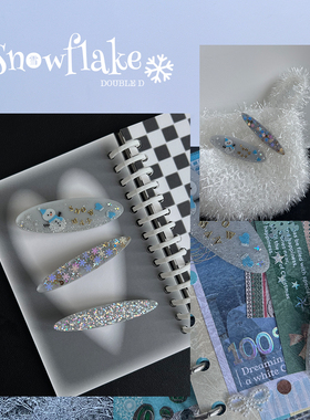 doubleD手工自制滴胶小众冬日雪人雪花发夹边夹小巧仙气