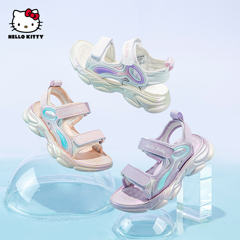 凯蒂猫女童运动凉鞋2025夏新款女中大童沙滩凉鞋休闲软底凉鞋百搭