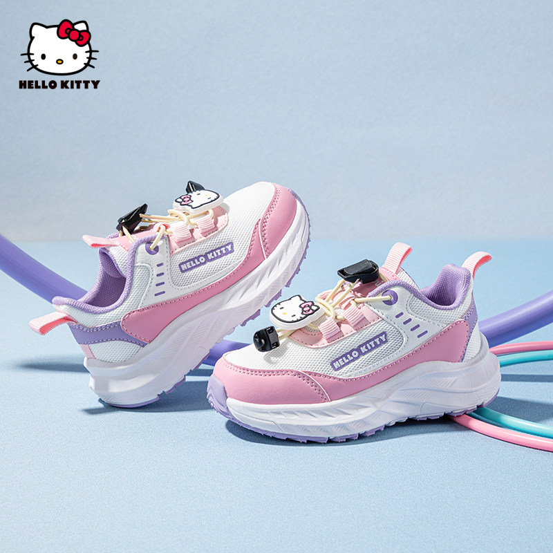 凯蒂猫女童运动鞋透气春秋新款女孩旅游鞋网面休闲鞋小学生女童鞋