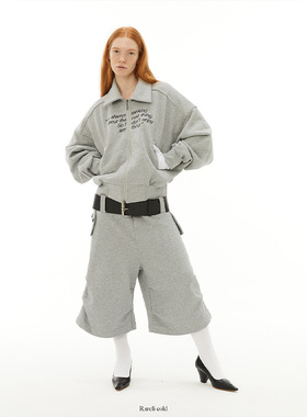 Rockrio Rarelicold 灰色刺绣字母卫衣+双腰头卫裤