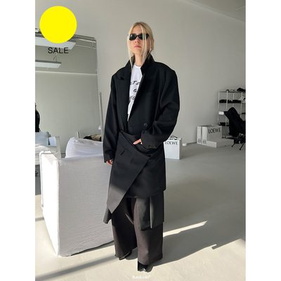 Rockrio/Rarelicold 假两件围裙50羊毛黑色西装