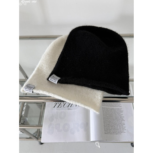 可卷边 羊毛毛线帽 针织中性冷帽黑白两色 Rarelicold Rockrio