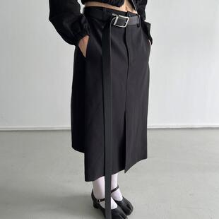 半身裙 假两件双层黑色西装 Rockrio Rarelicold