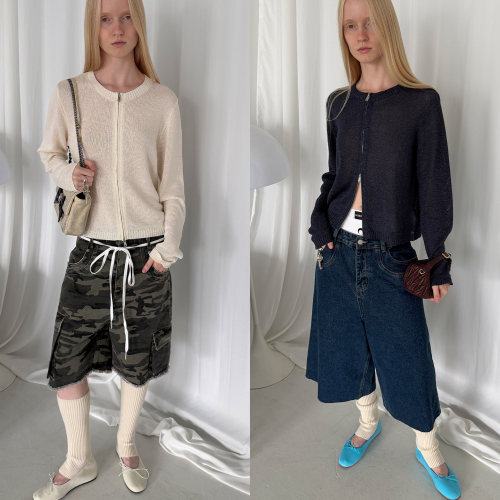 Rockrio Rarelicold 宽松圆领双头拉链针织衫外套