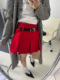 Rockrio Rarelicold低腰显瘦时髦小众ins红色百褶裙短裙女半身裙