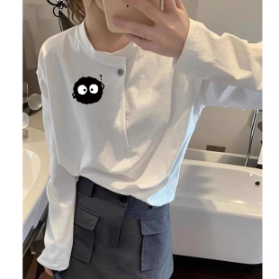 欧洲站高端女装2025早秋新款独特设计感长袖t恤洋气印花显瘦上衣