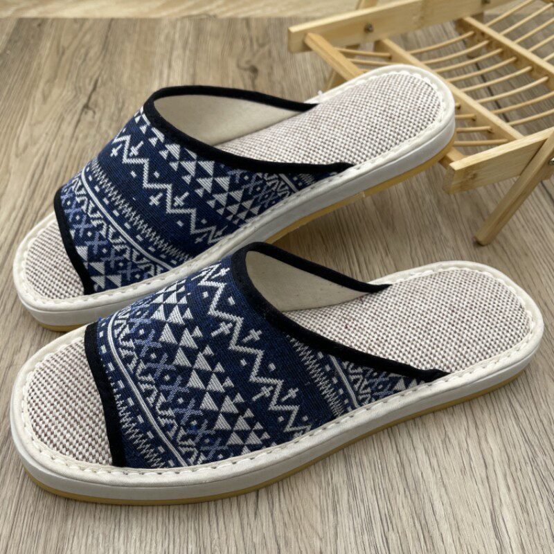 夏季棉麻手工布拖鞋男女款四季居家用情侣室内防滑厚软底地板凉拖
