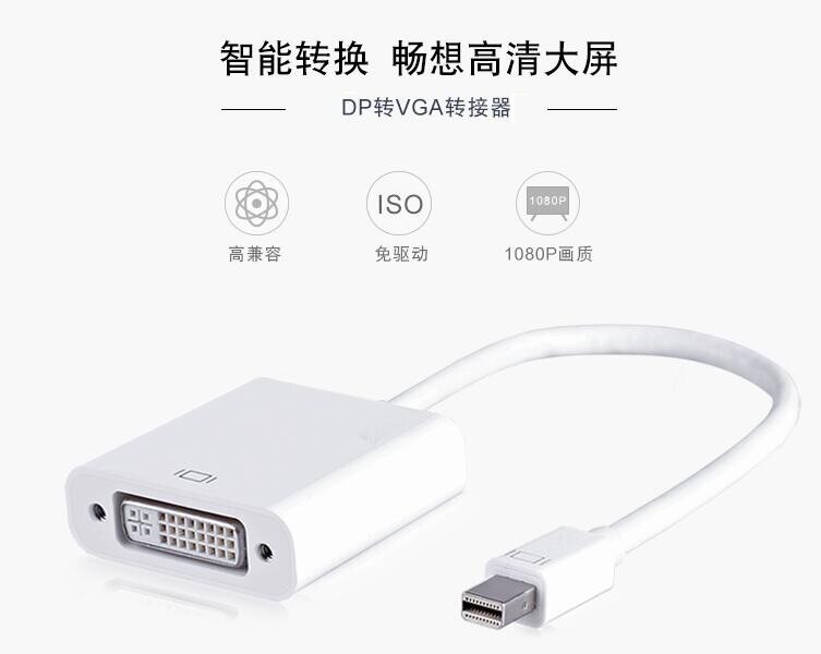 迷你mini DP转DVI转换器适用于苹果MAC电脑雷电口转DVI线
