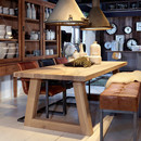 实木长方形餐桌椅凳会客茶桌会议桌长桌子 简约现代原木大板桌美式