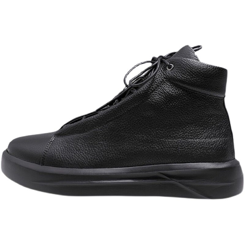 AUTUMN AND WINTER NEW VINTAGE LEATHER BOOTS MENS BRITISH PLATFORM CASUAL HIGH-TOP SHOES COWHIDE MARTIN BOOTS AND FLEECE MENS BOOTS COTTON