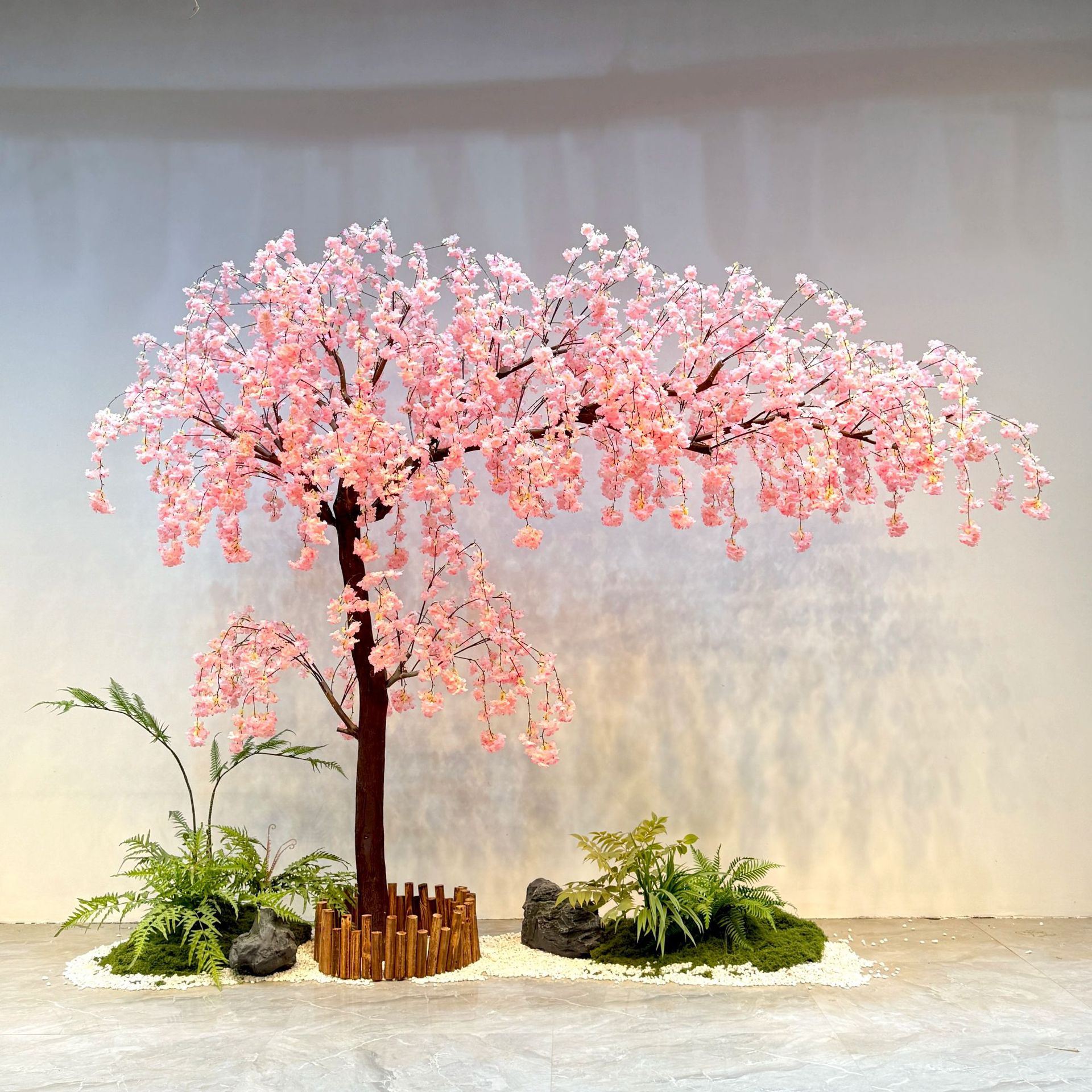 垂吊仿真樱花树桃花树梅花树商场酒店婚庆装饰直播间造景假樱花树