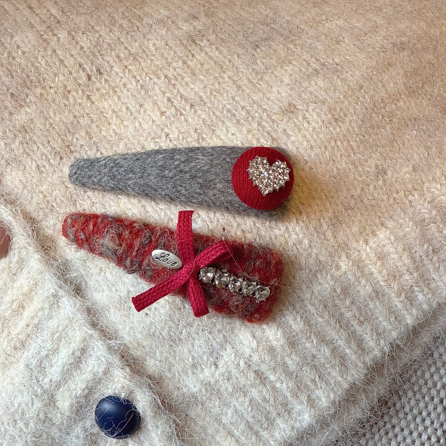 气质甜美红色爱心蝴蝶结对夹秋冬款侧边夹高级感刘海碎发BB夹发夹