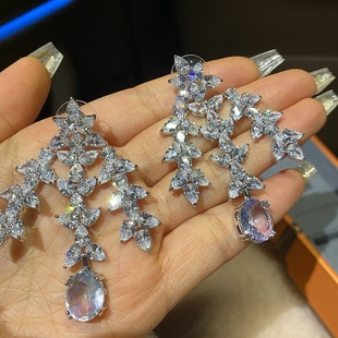 雪花耳环女轻奢高级感冰雪耳饰耳坠雪枝气质高级大气适合圆脸锆