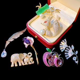 新款 欧式 重工奢华气质甜美苹果胸针大象优雅精致大衣胸针女