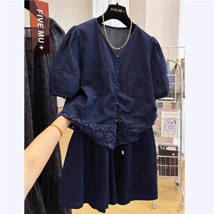 气质穿搭一整套今年流行两件套短袖外套短裤牛仔时尚套装女夏季薄