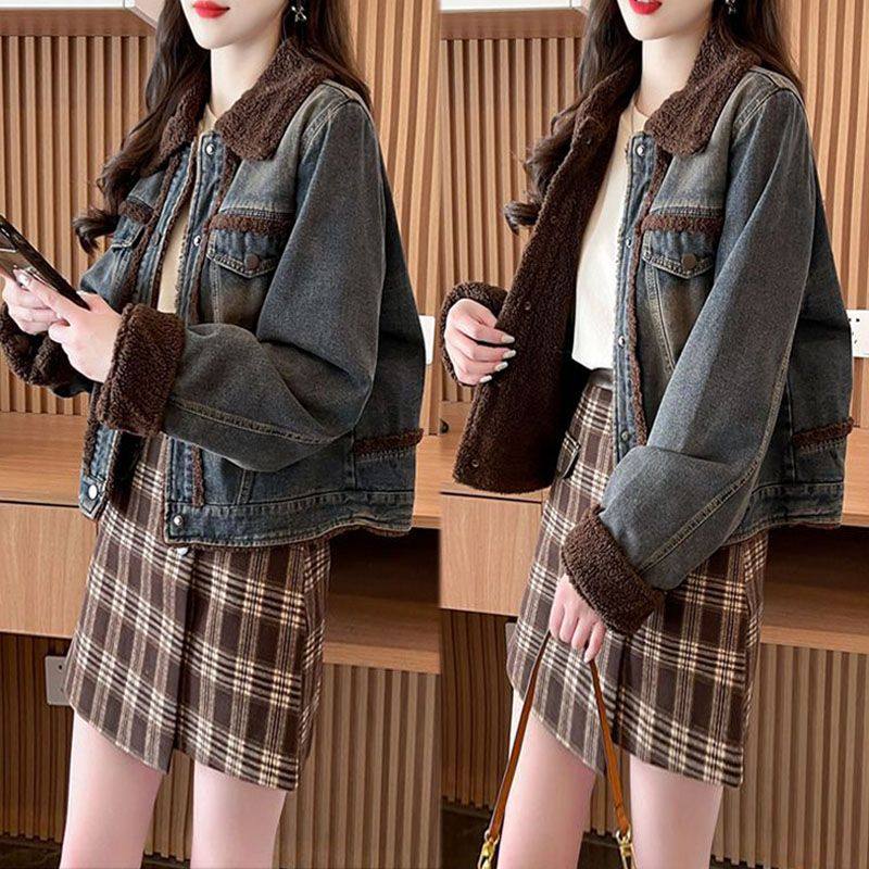 短款小个子洋气加绒牛仔外套女2023年新款冬季爆款时尚百搭上衣,女装/女士精品,短外套,淘宝优惠券,粉丝福利购,淘宝优惠卷