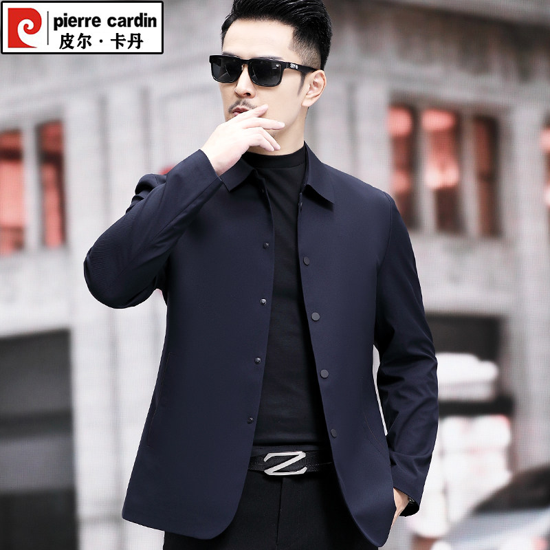 皮尔卡丹新款男士夹克外套春秋季商务休闲短款中年翻领薄款爸爸装