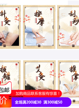 养生馆中医诊所文化推拿墙壁画