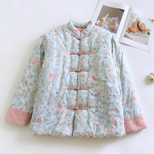 新款冬季中老年全棉保暖棉服加厚复古女士宽松中式棉衣手工棉花袄