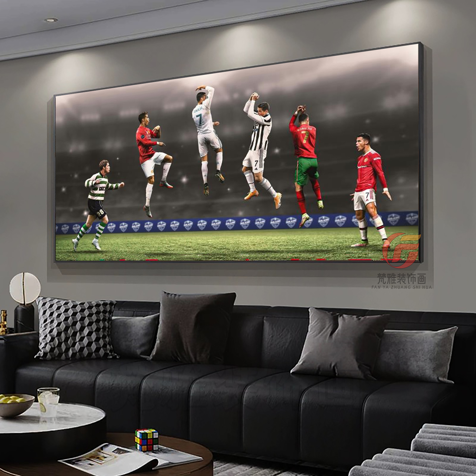 C罗足球主题明星挂画曼联皇马欧冠酒吧客厅装饰画体育彩票店海报