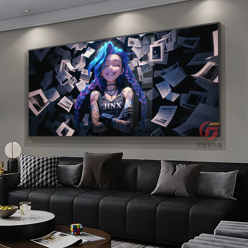 英雄联盟金克丝阿狸装饰画lol电竞酒店房间布置网咖挂画led灯光画