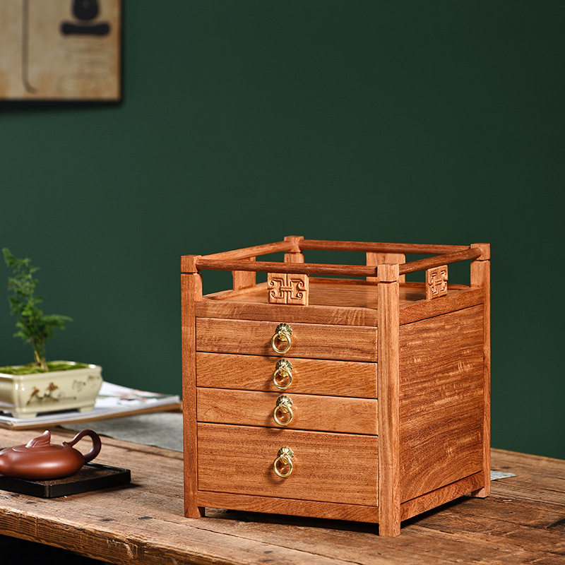 金匠大作木茶盒中式复古实木普洱茶盒红木五抽茶叶茶具茶饼收纳盒,收纳整理,茶具收纳盒,淘宝优惠券,粉丝福利购,淘宝优惠卷