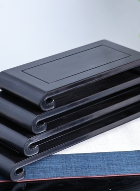 金匠大作紫光檀书卷底座红木雕刻工艺品摆件实木托架长方形花盆瓶