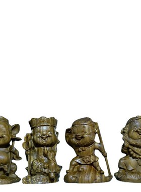 金匠大作绿檀木西游记师徒四人实木创意摆件玩具送礼桌面装饰工艺