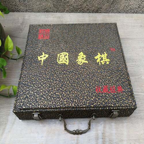 金匠大作5/6/7CM中国象棋复古包装皮盒礼盒雕工精细宫廷式平剧百