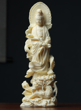 金匠大作牙果雕刻如意御龙摆件家居装饰自在观世音菩萨佛像工艺品