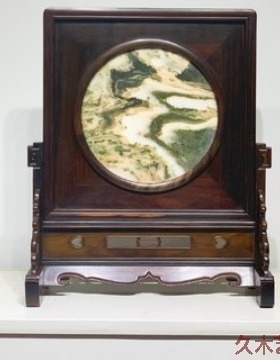 金匠大作红木大红酸枝镶大理石中式台屏实木中堂家居古典屏风桌面