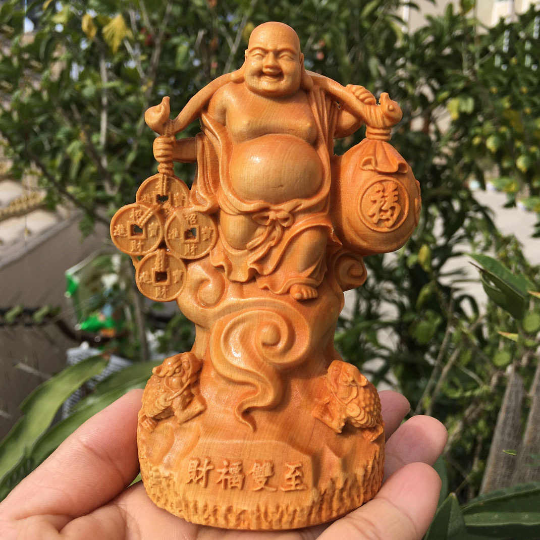 金匠大作雕挑金币弥勒佛像摆件金钱元宝财福双至纳福家居商务礼品