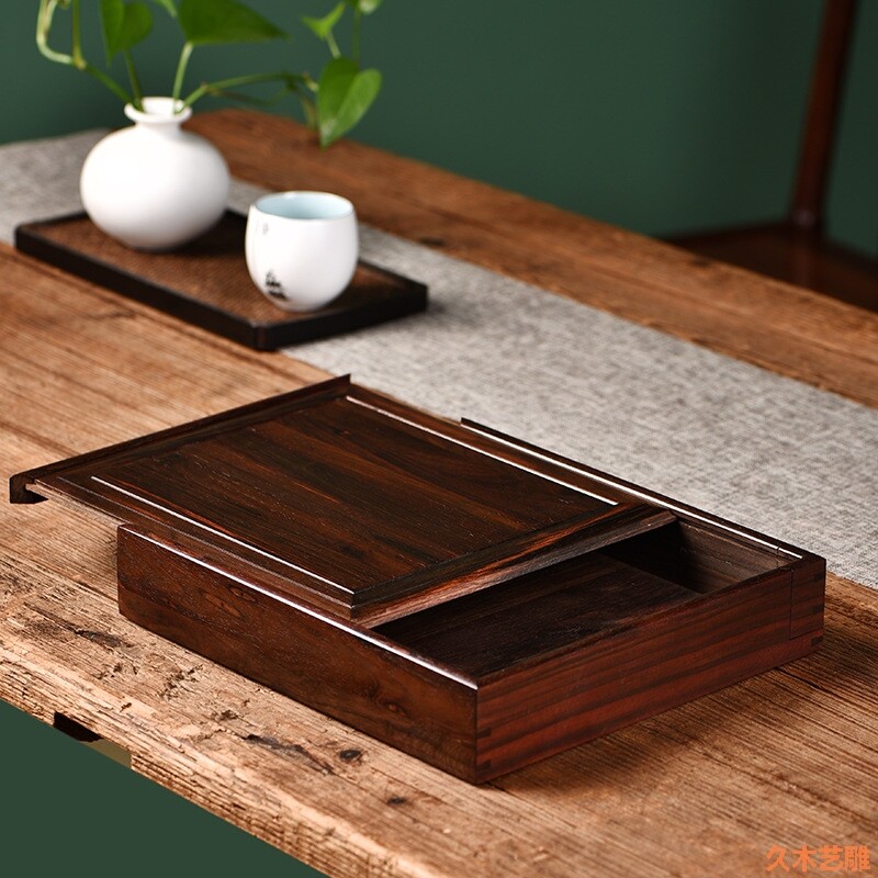 金匠大作缅甸花梨木普洱茶收纳盒红木开茶盘茶饼分茶盘实木撬茶盘