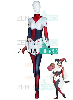 新款 DC漫画扑克小丑女Harley Quinn Cos 哈莉·奎茵英雄连体紧身