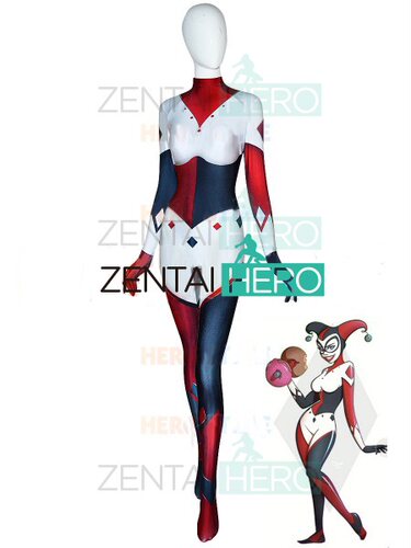 新款 DC漫画扑克小丑女Harley Quinn Cos 哈莉·奎茵英雄连体紧身