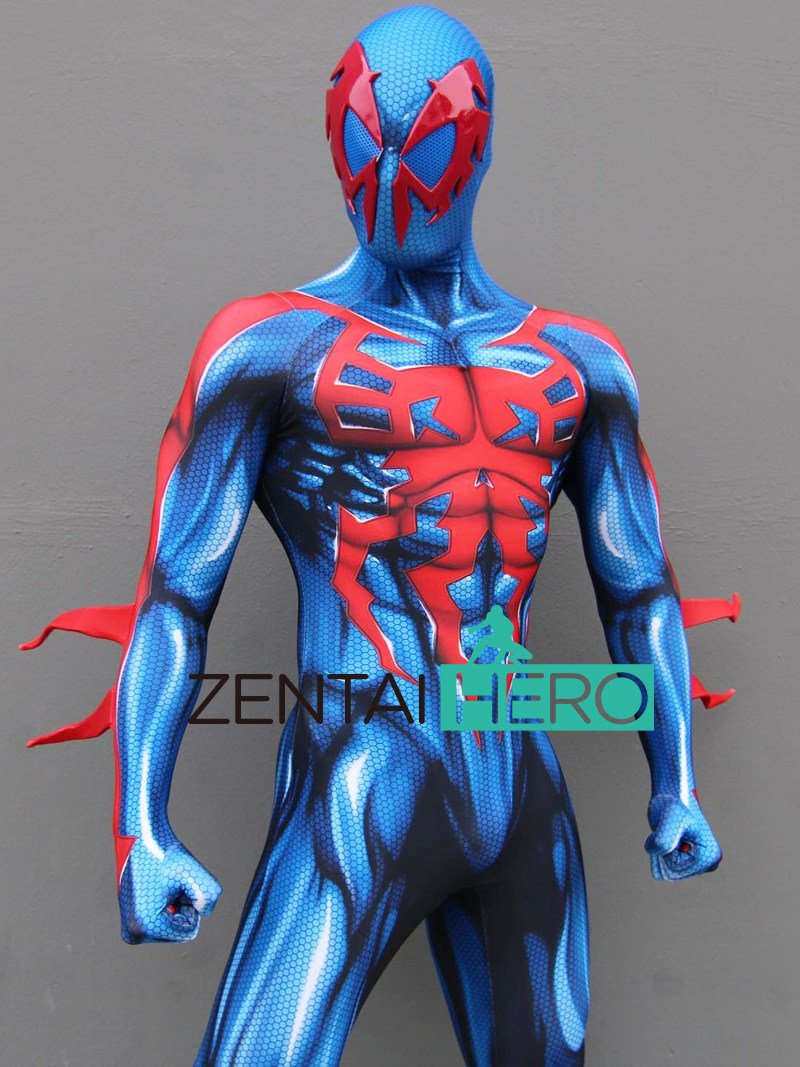 二次元漫展新2099蜘蛛战衣 印花弹力莱卡打底紧身衣 cos表演服装