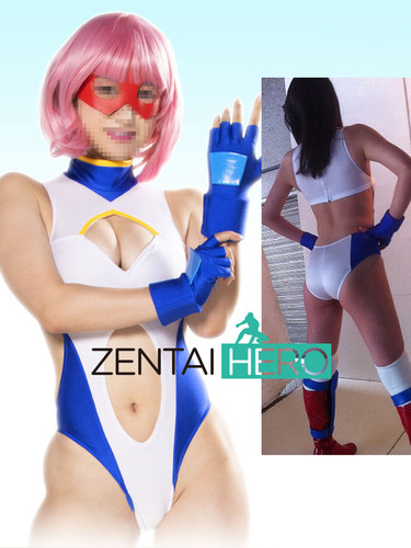特摄性感GIGA女战斗员白蓝拼接G社服装女英雄体操服紧身衣扮演服