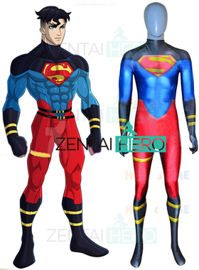 二次元飞人clark 英雄紧身衣 Superboy Cosplay少年正义联盟