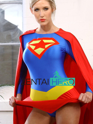 超级英雄supergirl cosplay服装女超人莱卡拼接连体紧身裙连底裤