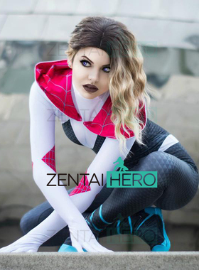 新款 平行宇宙格温gwen cosplay蜘蛛服装英雄紧身衣 带鞋图案