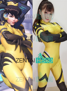 新款 守望游戏大黄蜂B.VA皮肤 B.VA Cosplay连体紧身衣橙色皮肤