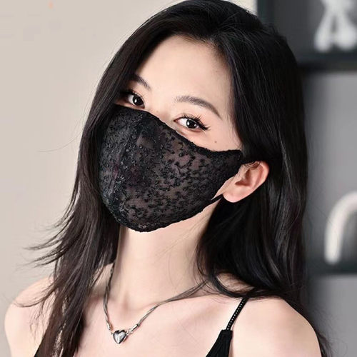 2026新时尚款蕾丝防晒口罩立体护眼角透气防晒防紫外线面罩薄款