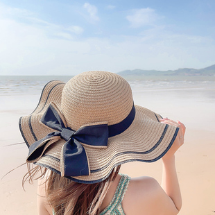 草帽女夏天沙灘海邊防曬大檐帽出游遮陽度假戶外防紫外線太陽帽子